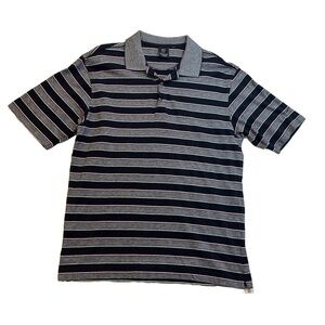 Nike Golf Polo Shirt Mens Medium Striped 100% Cotton Black Short Sleeve